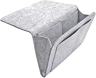 Organizador de feltro cinza para cama com 5 bolsos