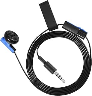 Fone de ouvido intra-auricular mono para jogos com fio de 3,5 mm, cabo preto e microfone