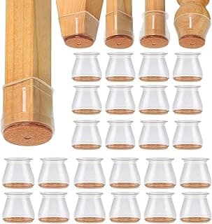 Kit C/24 Protetor de Silicone Com Feltro Para Pés de Cadeira, Mesa, Banqueta - Para Móveis de até 4cm | Anti risco, Reduz Ruído, Lavável, Antiderrapante, Fácil de Instalar