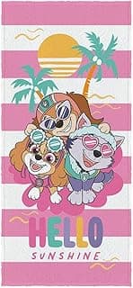 Toalha de banho estampado Patrulha Canina menina com personagens cães 60 cm x 1,20 m