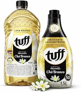 Tuff Kit Lava Roupas Líquido e Amaciante Concentrado, Chá Branco, 3L + 1,5L