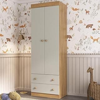 Guarda-roupa Infantil 62cm 2 Portas e 2 Gavetas Encanto Multimóveis Mp4446 Madeirado/off White