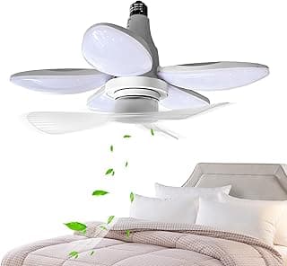 Ventilador De Teto Soquete - Com Comando Remoto E Lustre Dobrável De 3 Velocidades | Ventoinha de Teto LED para Quarto com Ficha,para Casa Sala Quarto Banheiro Garagem Cave Dormitório Corredor