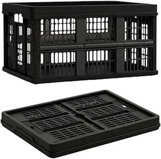 Caixa Organizadora Dobrável Helsim 45L Empilhável de Plástico Reforçado Suporta 30kg – Organizador Multiuso para Casa, Carro, Guarda-Roupas, Brinquedos, Despensa e Organização em Geral