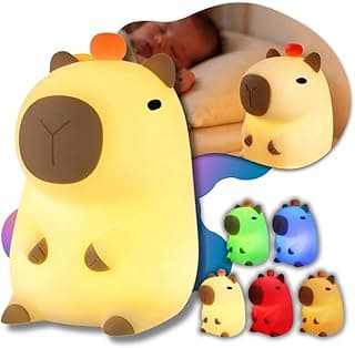 Luminária de silicone capivara LED RGB controlável por toque, bateria USB, temporizador automático, decoração infantil