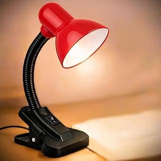 Luminária Mesa Bivolt Articulada Clip Abajur Moderno Escritório Quarto Leitura Decoração Elegante Iluminação Direcionável Compacta Premium Cabeceira Homeoffice Pegador Ajustável Sofisticada (Vermelho)