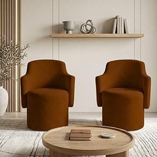 Duas poltronas estofadas redondas em terracota modernas para sala de espera ou recepção