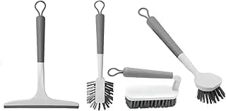 Kit de limpeza para lavanderia com esfregão, escova e esfregão de vidro, branco e cinza