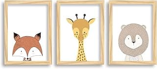 Quadro decorativo de leão estilo escandinavo 23x33cm