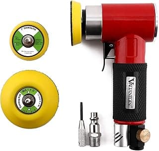 Valianto Mini Lixadeira Pneumática De 2" E 3", Orbital Aleatória, Polidora Excêntrica Dupla Ação Com Placa Rosca M6 (2" 3"), Válvula Fluxo Ar Ajustável, Conector Americano