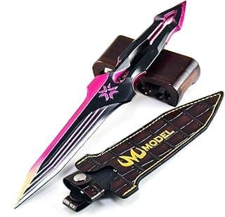 Faca de arte marcial modelo W com bainha marrom e suporte de exibição