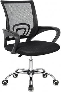 Cadeira de Escritório Ergonômica com Encosto em Tela Mesh, Assento Estofado, Base Cromada e Rodinhas – Cadeira Giratória Ajustável para Home Office, Estudo e Escritório