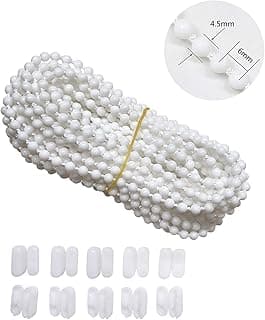 10 metros (10,94 jardas) com 10 peças de conectores para persiana de rolos, cordão veneziano de favo de mel vertical para persiana de rolo acessórios de reparo de peças de reposição (branco)