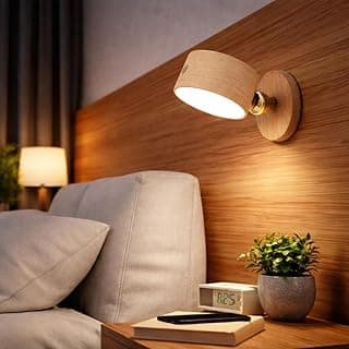 Arandela LED magnética giratória 360° com luz ajustável para cabeceira de cama