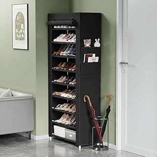 Sapateira organizadora vertical preta com 10 andares para 27 pares de calçados