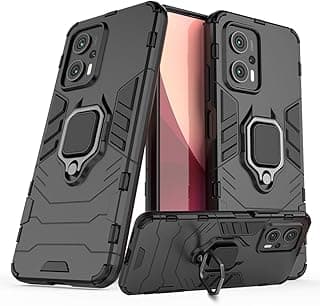 Capa protetora de smartphone preta com design militar e alça de metal para Poco X4 GT