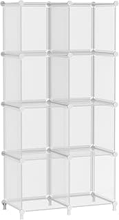 AWTATOS Organizador de 8 cubos, prateleira organizadora de armário, estante de livros, prateleiras de cubos empilháveis DIY para armário, quarto, casa, escritório, sarja transparente