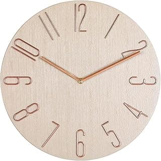 Relógio de parede elegante ponteiro de segundos contínuo silencioso relógio de parede estilo escandinavo simples moderno sem moldura interior relógio de parede sem rádio número 3D número 3D relógio de parede de grão de madeira decoração de quarto diâmetro de presente 30cm (cor de madeira)