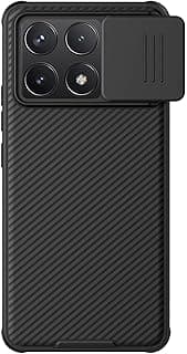 Capa Nillkin Camshield Pro preta para Xiaomi Poco F6 Pro com textura de carbono