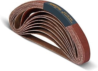 Fita de lixamento POWERTEC 1/2 x 18 polegadas, marrom, 20 unidades