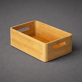Caixa organizadora de bambu com alças, 30 x 19 x 10,4 cm, natural