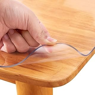 Toalha de mesa transparente de PVC para mesa de madeira, fácil de limpar