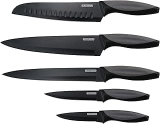 Conjunto de facas pretas BLACK+DECKER com cabos ergonômicos e lâminas de aço inoxidável