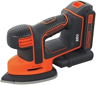 Lixadeira de mouse BLACK+DECKER Max 20V, apenas ferramenta, preto e laranja, ângulo frontal