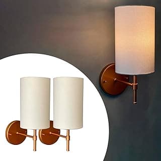 Kit 2 Arandelas de Parede Clássica Nayara com Cúpula Bege e Base de Cobre