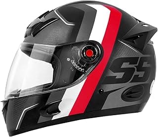 Capacete Mixs MX5 Super Speed Fosco 60 Cinza/Vermelho, preto, cinza e vermelho, com viseira transparente e faixa vermelha.