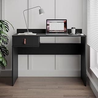 Escrivaninha 90cm com Gaveta Mesa Computador Estudo para Quarto Escritório Home Office (preta)
