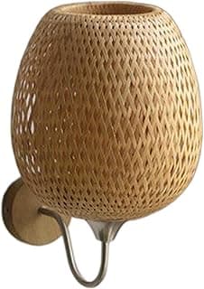 Luminária de parede de bambu rattan vintage boho para sala de jantar