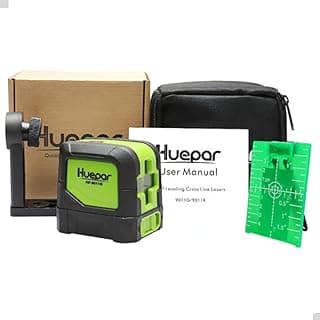 Kit de nível a laser vermelho Huepar com 2 linhas, para 40 metros, com suporte magnético e mira auxiliar