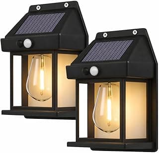 Kit 2 luminárias solares externas LED arandela vintage com sensor de movimento