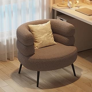 Cadeira de acento moderno, poltrona para sala de estar, sofá de leitura de sherpa fofinho solteiro design curvado encosto quarto, salão e escritório (cinza, 74 x 58 67 cm)