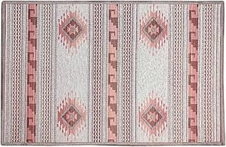 Tapete de sala de jantar com design geométrico cinza, rosa e marrom