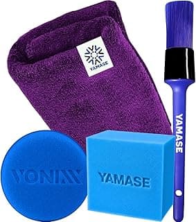 Kit limpeza automotiva Yamase com toalha microfibra, pincel e aplicador de espuma