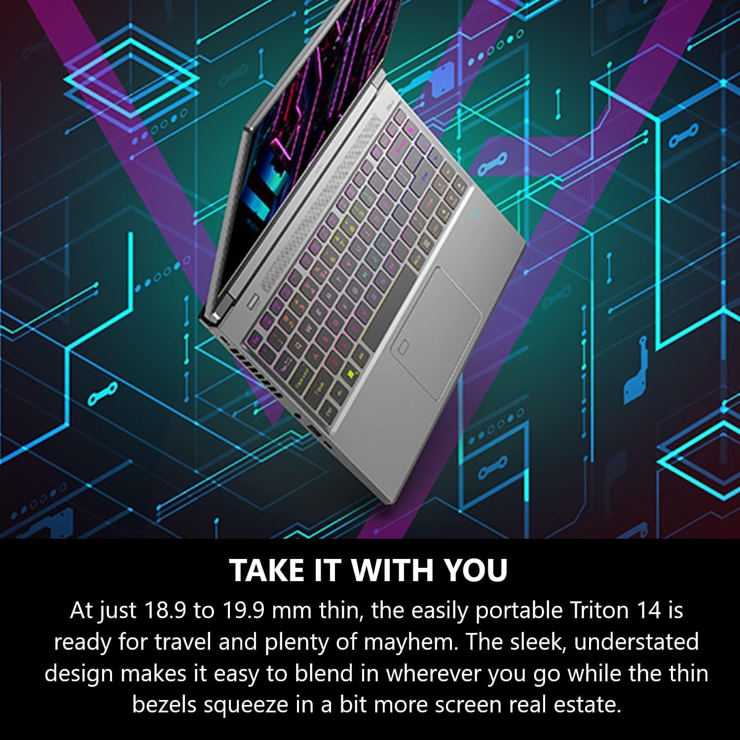 Acer Notebook Predator Triton 14 para jogos/criador | Intel i7-13700H de 13ª geração | NVIDIA GeForce RTX 4070 | Mini LED de 14 polegadas 250Hz G-SYNC Display | LPDDR5 de 16 GB | SSD PCIe Gen4 de 1 TB
