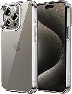 JETech Capa para iPhone 15 Pro Max 6,7 Polegadas, Case Protetora de Telefone à Prova de Choque Não-Amarelecimento, Capinha Parte Traseira Transparente Anti-Riscos (Titânio Natural)