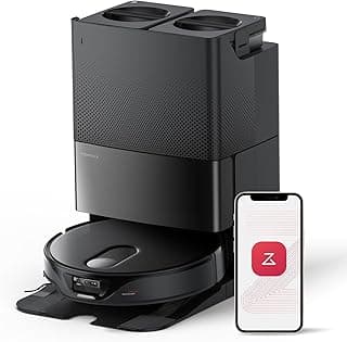 Aspirador e esfregão robô Qrevo Slim da roborock em preto, controlado por smartphone