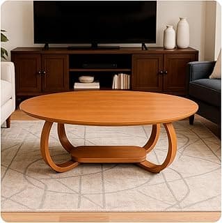 Mesa Para Centro de Sala Oval de Madeira - Lírio