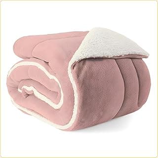 Cobertor dupla face rosa e branco com lã macia