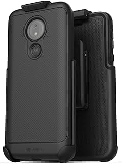 Encased Moto G7 Capa com clipe para cinto de energia (armadura fina) Capa de aderência fina com coldre para Motorola G7 Power- Preto