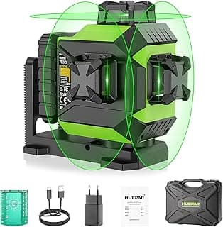 Nível laser autonivelante 360 graus Huepar com 12 linhas cruzadas, bateria de lítio e estojo rígido