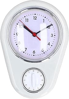 GLOGLOW Relógio de Parede retrô Vermelho de 9 Polegadas, Relógios de Parede Relógio de Quartzo de Qualidade Com Temporizador de 60 Minutos Relógios de Vintage Silenciosos para Decoração de Sala de