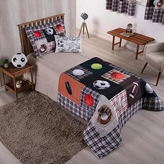 Kit Edredom Infantil e Juvenil com Estampa Digital Esportiva - 4 Peças