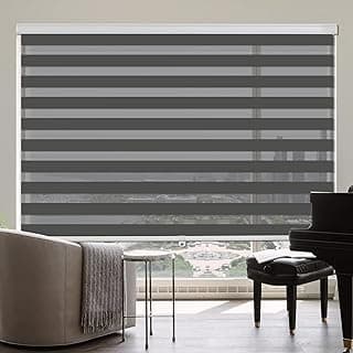 ZOKSUN Persianas de zebra sem fio para janelas, 61 cm L x 183 cm A para sala de estar, persianas de rolo zebra para janelas, controle de luz transparente ou de privacidade, persianas de janela diurnas
