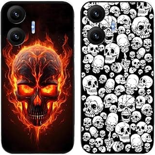 Capa traseira de telefone com design de caveira em chamas para Xiaomi Redmi Turbo 4 Pro/Poco F7 5G