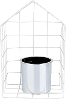 Vaso de metal e plástico Geo Forms House Urban Prata com forma geométrica em casa