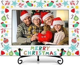 Porta-retrato de Natal, 10 x 15, meias de Natal, molduras de madeira para casa, escritório, sala de estar, decorações de férias de inverno, presentes para amigos da família - C02